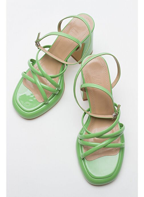 OPPE Yeşil Rugan Kadın Platform Topuklu Ayakkabı - Görsel 4