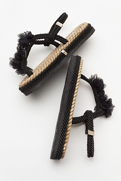 SANTRA Siyah Kadın Parmak Arası İpli Sandalet - Görsel 3