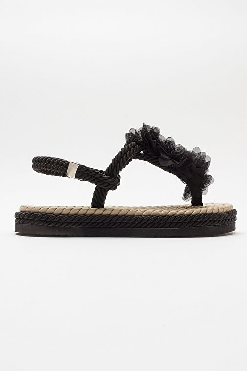 SANTRA Siyah Kadın Parmak Arası İpli Sandalet - Görsel 7