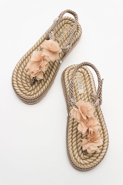 SANTRA Koyu Bej Kadın Parmak Arası İpli Sandalet - Görsel 3