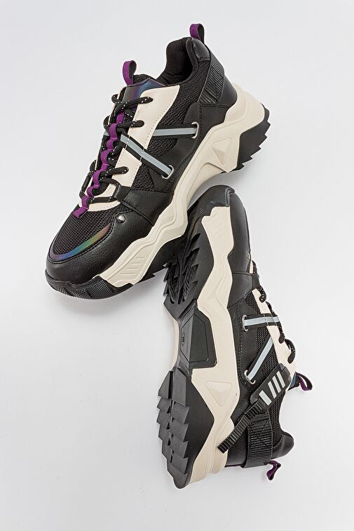 LEONA Siyah Mor Kadın Spor Sneakers - Görsel 4