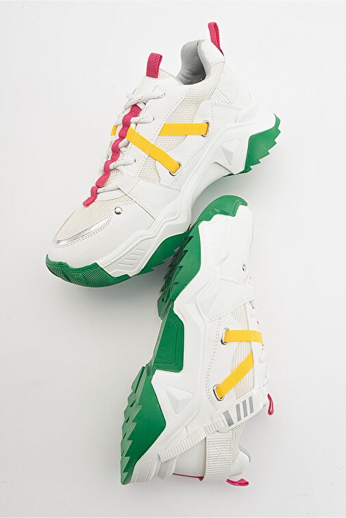 LEONA Beyaz Fuşya Kadın Spor Sneakers - Görsel 4