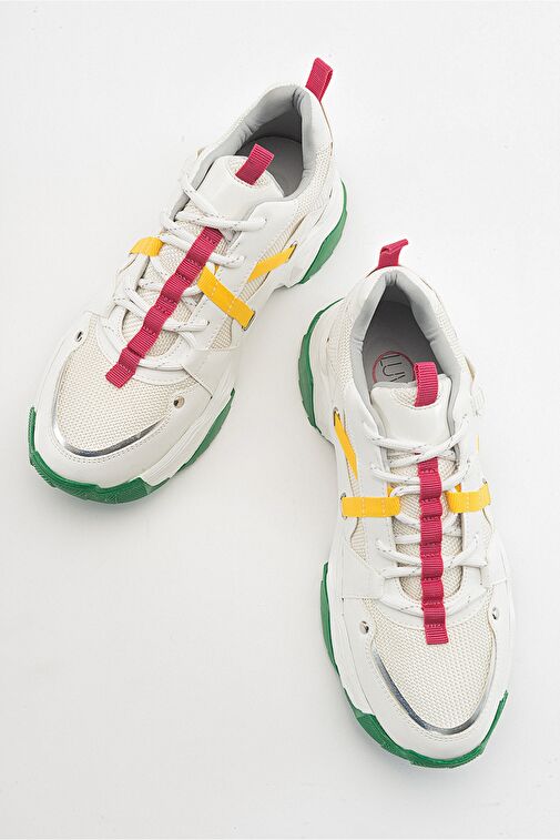 LEONA Beyaz Fuşya Kadın Spor Sneakers - Görsel 5