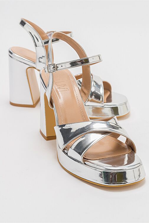 LELLO Gümüş Kadın Platform Topuklu Ayakkabı - Görsel 2