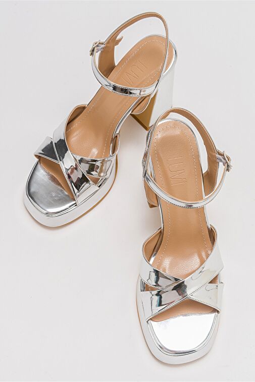LELLO Gümüş Kadın Platform Topuklu Ayakkabı - Görsel 4