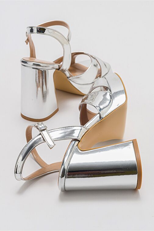 LELLO Gümüş Kadın Platform Topuklu Ayakkabı - Görsel 5