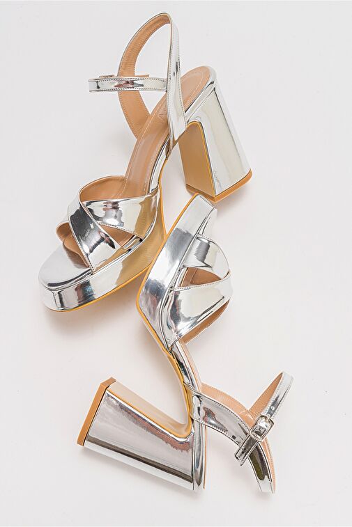 LELLO Gümüş Kadın Platform Topuklu Ayakkabı - Görsel 6