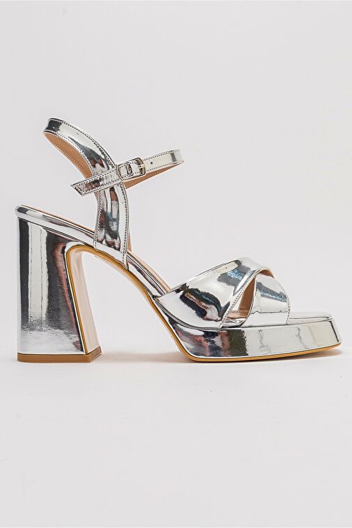 LELLO Gümüş Kadın Platform Topuklu Ayakkabı - Görsel 7