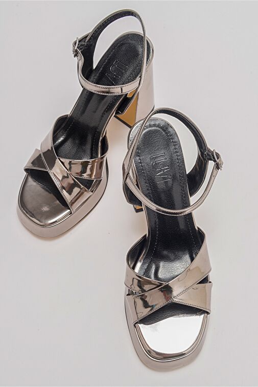 Luvi Shoes Siyah Kadın Saten Platform Topuklu Ayakkabı 168-210 - Görsel 4