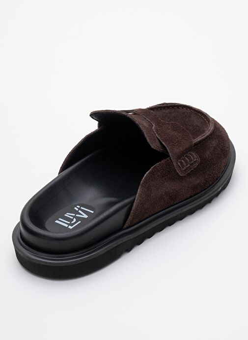 LAVEN Kahve Süet Hakiki Deri Kadın Terlik - Görsel 6