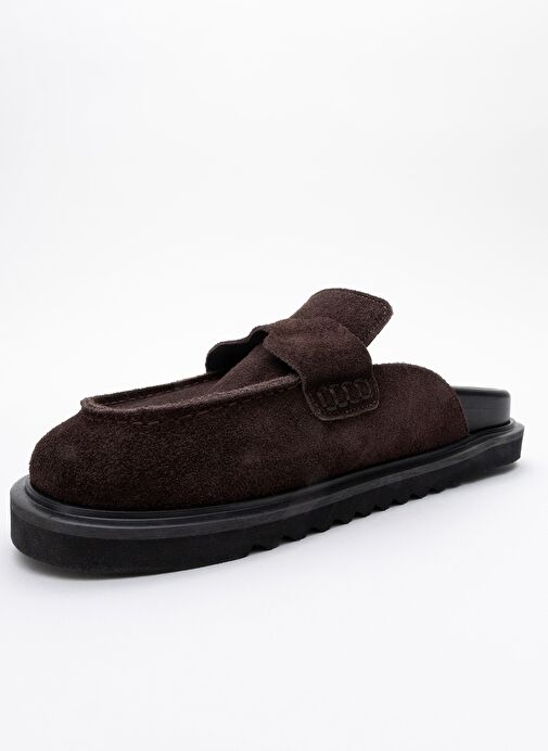 LAVEN Kahve Süet Hakiki Deri Kadın Terlik - Görsel 5