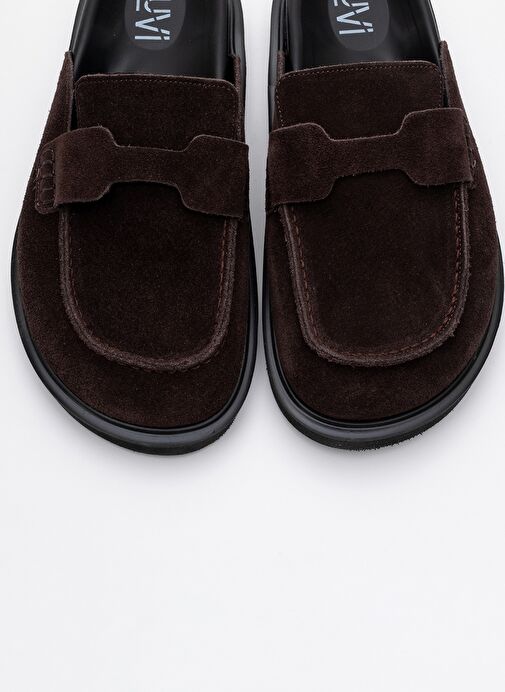 LAVEN Kahve Süet Hakiki Deri Kadın Terlik - Görsel 3