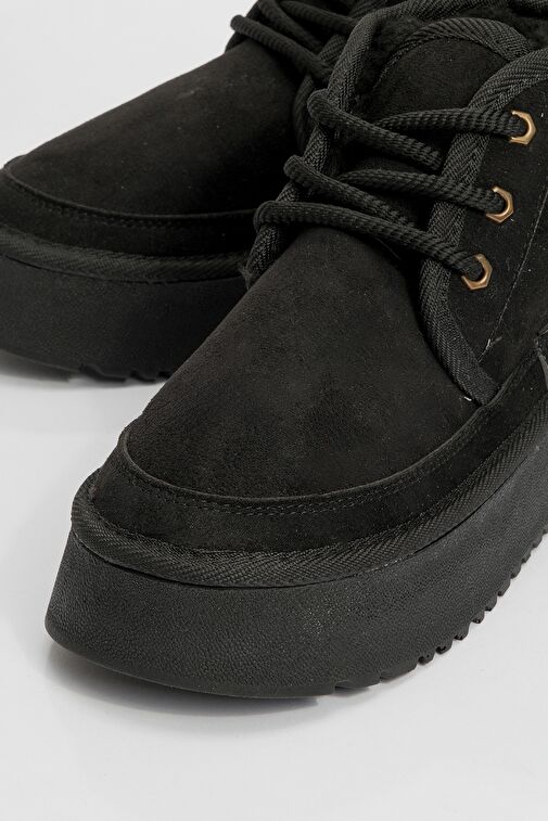 OVELA Siyah Kalın Taban Bağcıklı Kadın Spor Bot - Görsel 5