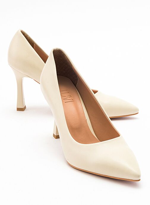 FOREST Ekru-Bej Cilt Kadın Topuklu Ayakkabı - Görsel 2