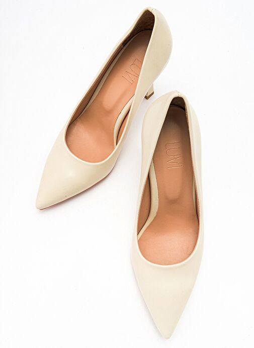 FOREST Ekru-Bej Cilt Kadın Topuklu Ayakkabı - Görsel 4