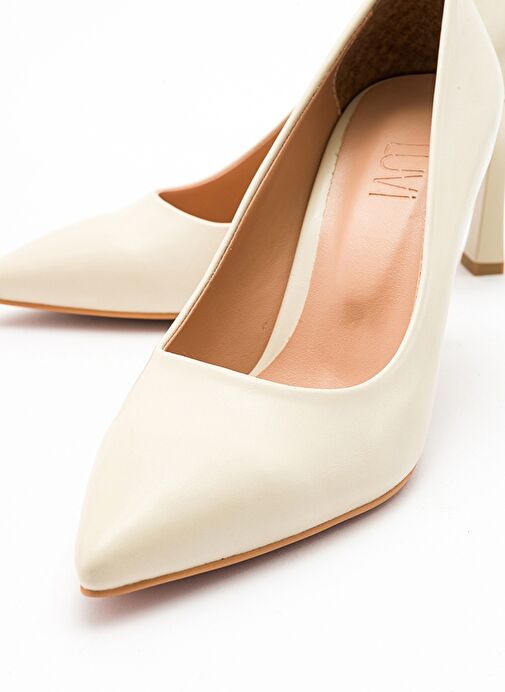 FOREST Ekru-Bej Cilt Kadın Topuklu Ayakkabı - Görsel 6