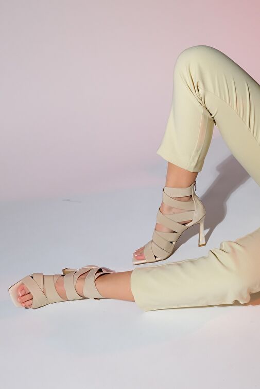 Luvi Shoes Bej Kadın Topuklu Ayakkabı 124-6901 - Görsel 4