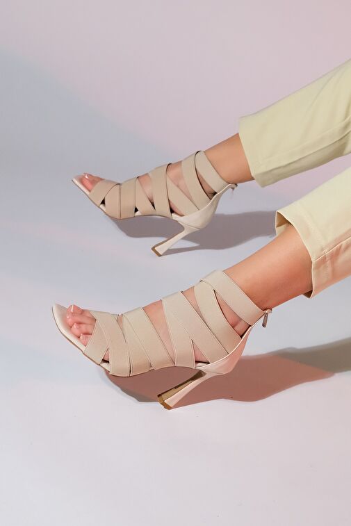 Luvi Shoes Bej Kadın Topuklu Ayakkabı 124-6901 - Görsel 5
