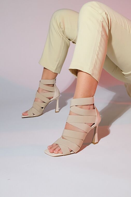 Luvi Shoes Bej Kadın Topuklu Ayakkabı 124-6901 - Görsel 6
