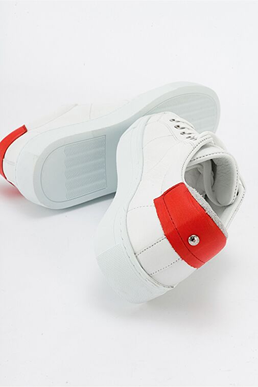 AYVERIE Beyaz Hakiki Deri Kadın Sneakers - Görsel 7