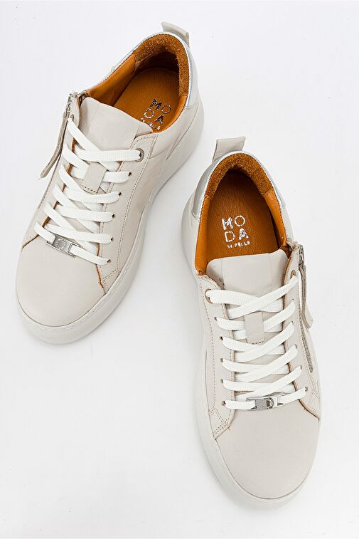 ALLIE Bej Hakiki Deri Kadın Sneakers - Görsel 5