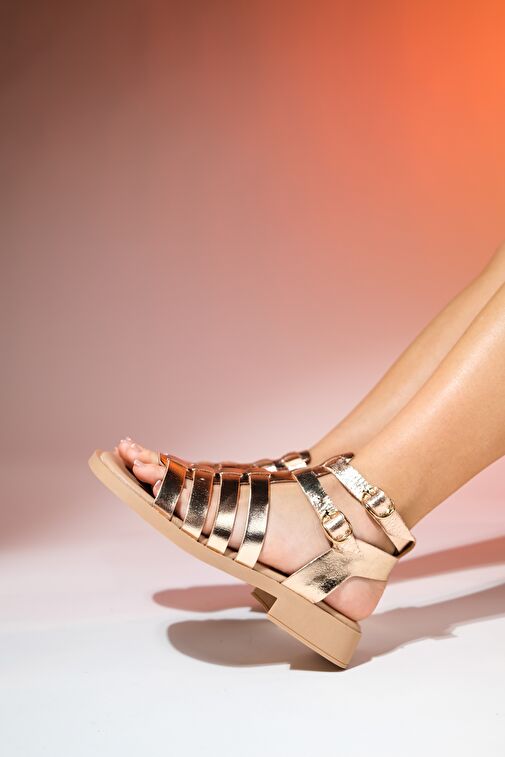 FRADE Rose Kristal Hakiki Deri Kadın Sandalet - Görsel 8