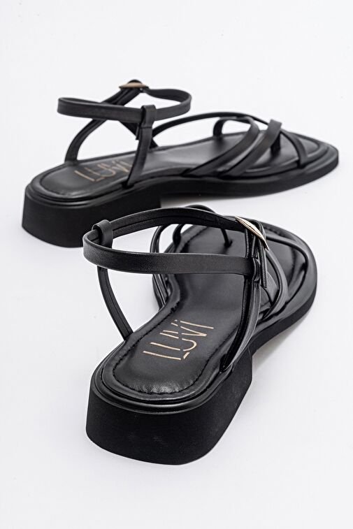 Luvi Shoes Siyah Kadın Deri Sandalet 44-55 - Görsel 4