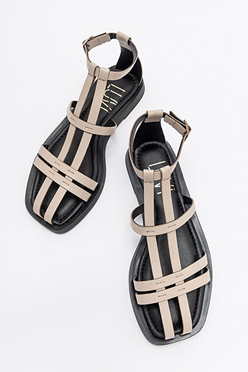Luvi Shoes Siyah Kadın Deri Sandalet 44-183 - Görsel 3