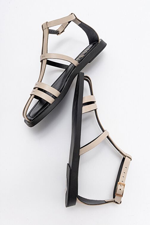 Luvi Shoes Siyah Kadın Deri Sandalet 44-183 - Görsel 4
