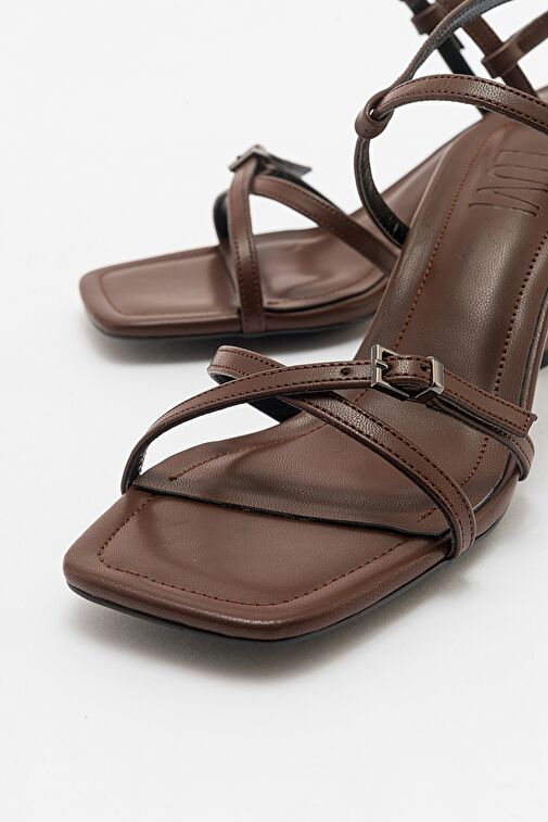 Luvi Shoes Ekru Kadın Topuklu Sandalet 71-3514 - Görsel 4