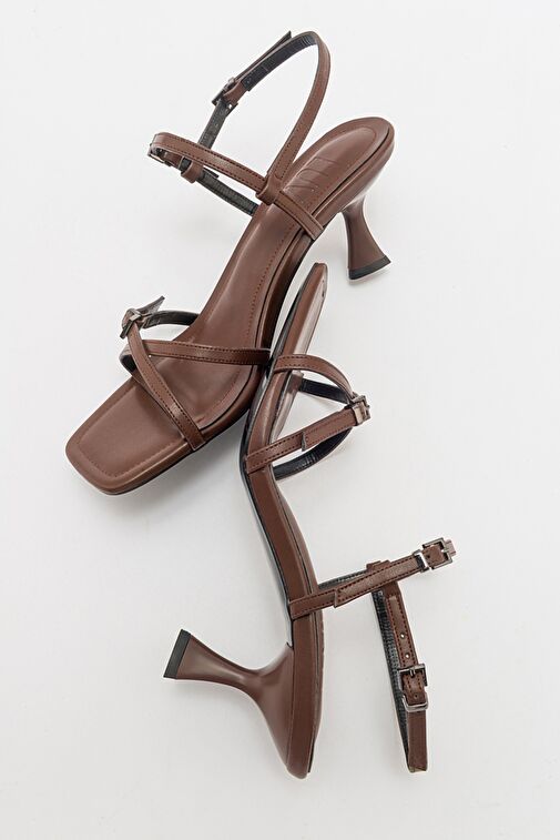 Luvi Shoes Ekru Kadın Topuklu Sandalet 71-3514 - Görsel 6