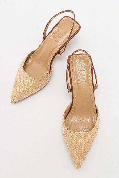 Luvi Shoes Bej-Kahverengi Kadın Hasır - Deri Topuklu Sandalet 71-6504 - Görsel 4
