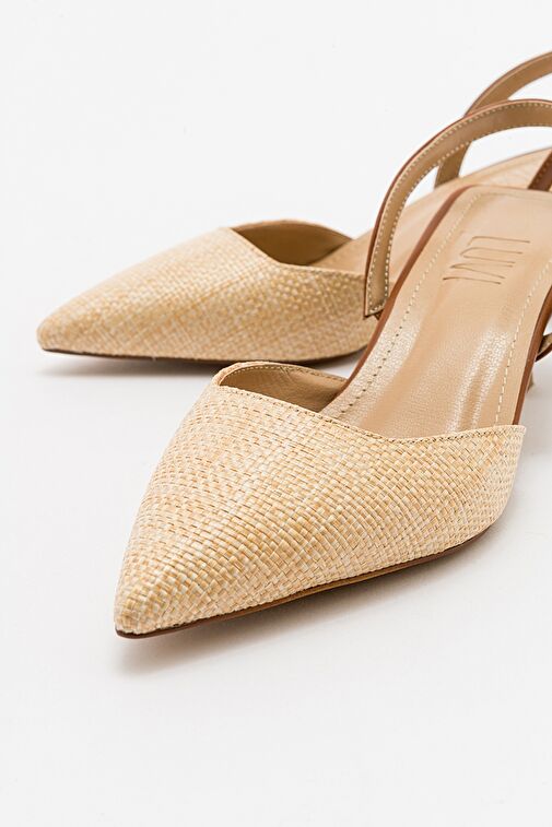 Luvi Shoes Bej-Kahverengi Kadın Hasır - Deri Topuklu Sandalet 71-6504 - Görsel 6