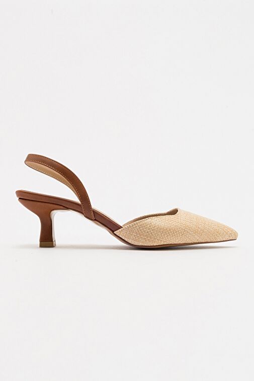 Luvi Shoes Bej-Kahverengi Kadın Hasır - Deri Topuklu Sandalet 71-6504 - Görsel 7