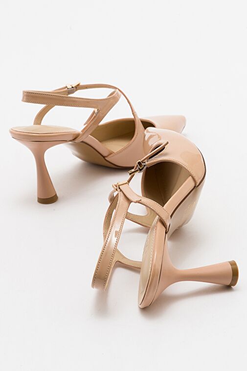 COJE Bej Rugan Kadın Sivri Burun İnce Topuklu Ayakkabı - Görsel 3