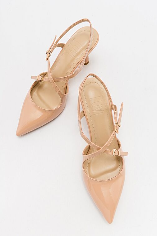 COJE Bej Rugan Kadın Sivri Burun İnce Topuklu Ayakkabı - Görsel 5