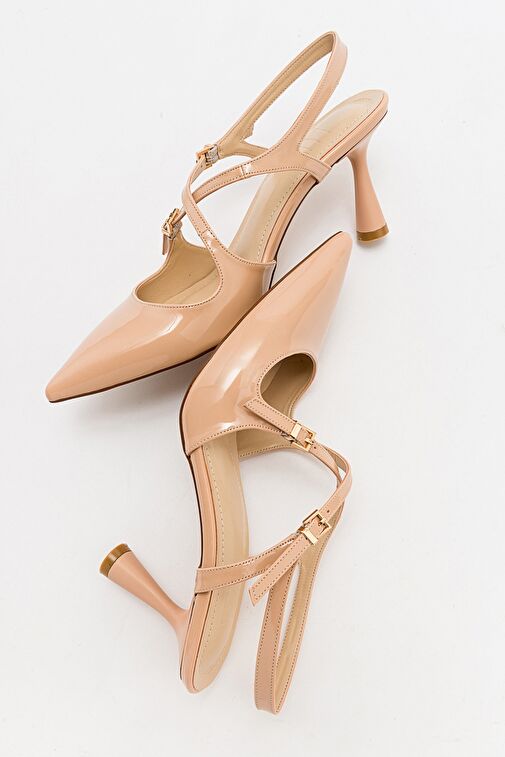 COJE Bej Rugan Kadın Sivri Burun İnce Topuklu Ayakkabı - Görsel 6