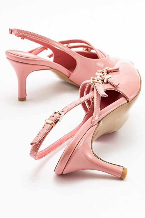 MAGRA Pudra Rugan Sivri Burun Arkası Açık İnce Topuklu Kadın Ayakkabı - Görsel 3