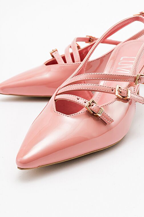 MAGRA Pudra Rugan Sivri Burun Arkası Açık İnce Topuklu Kadın Ayakkabı - Görsel 6