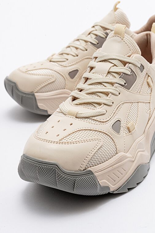 LECCE Ekru-Gri Kadın Spor Ayakkabı - Görsel 3