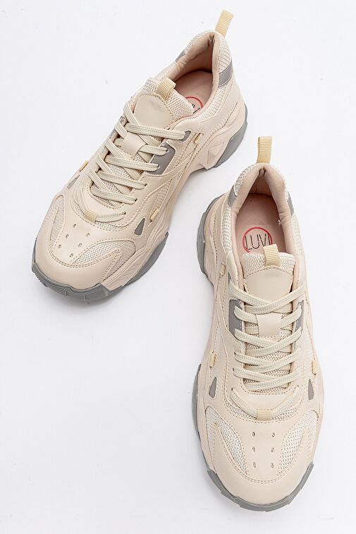 LECCE Ekru-Gri Kadın Spor Ayakkabı - Görsel 5