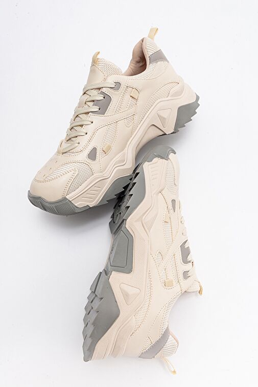 LECCE Ekru-Gri Kadın Spor Ayakkabı - Görsel 6