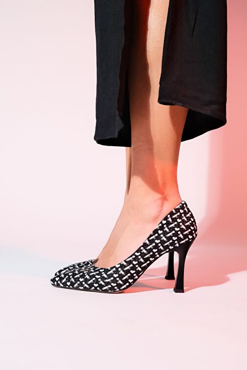 Luvi Shoes Siyah-Beyaz Kadın Stiletto 101-654 - Görsel 6
