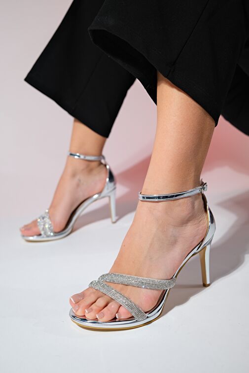 LAREDO Gümüş Taşlı Kadın Platform Topuklu Abiye Ayakkabı - Görsel 2