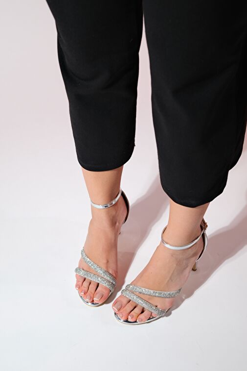 LAREDO Gümüş Taşlı Kadın Platform Topuklu Abiye Ayakkabı - Görsel 7