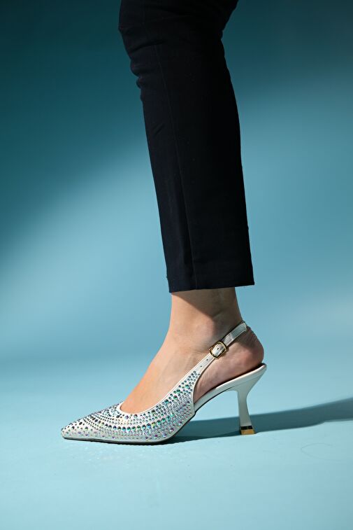 JUAN Bej Saten Kadın Abiye Ayakkabı - Görsel 5