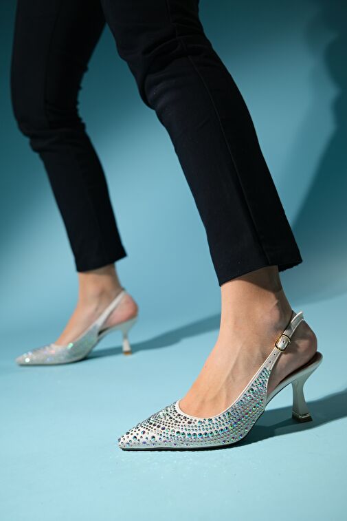 JUAN Bej Saten Kadın Abiye Ayakkabı - Görsel 6