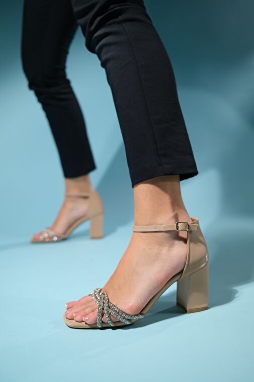 Luvi Shoes Bej Kadın Topuklu Sandalet 1-08K33 - Görsel 2