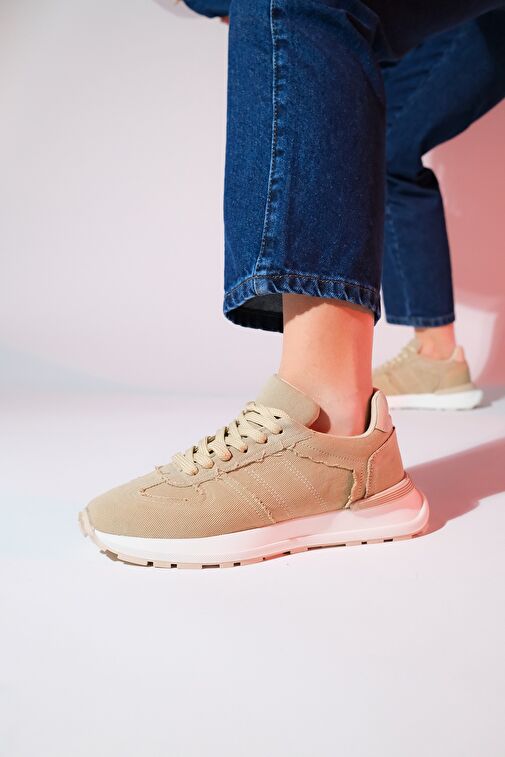 RAFAEL Bej Denim Kadın Spor Sneaker - Görsel 6