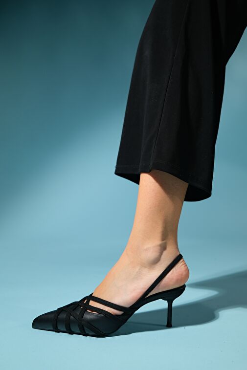 Luvi Shoes Bej-Siyah Kadın Topuklu Ayakkabı 80-100 - Görsel 7